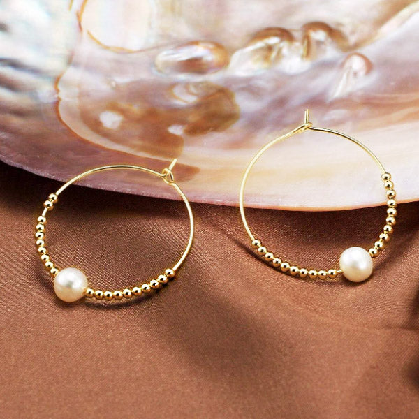 925 sterling silver pearl beads ear buckle hoop earrings (5 pairs)