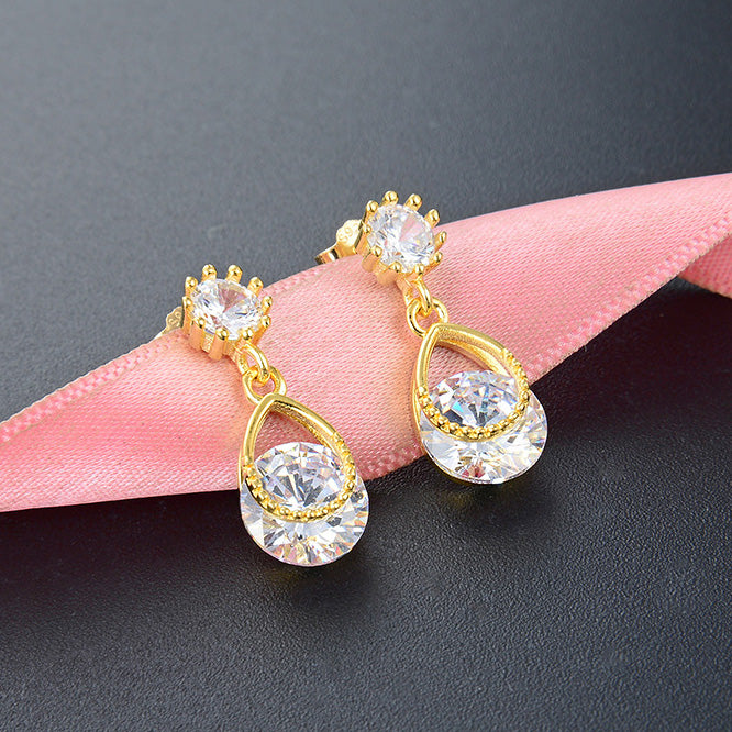 925 sterling silver gold plated white zirconia teardrop earrings (5 pairs)