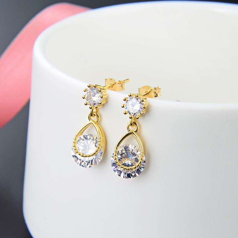 925 sterling silver gold plated white zirconia teardrop earrings (5 pairs)