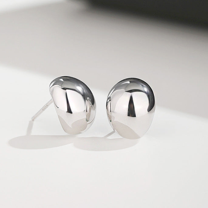 925 sterling silver French small bean stud earrings (5 pairs)