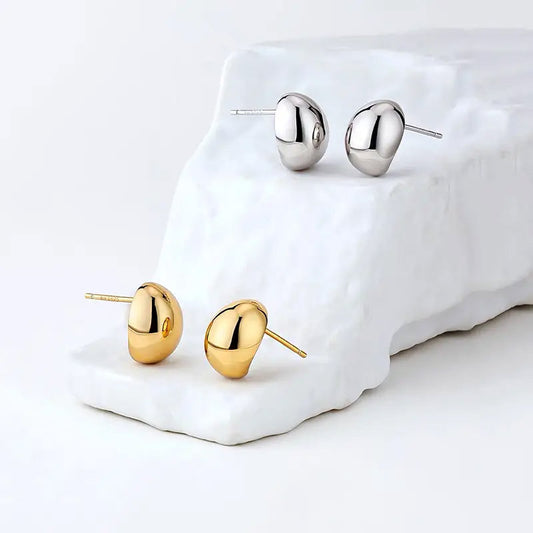 925 sterling silver French small bean stud earrings (5 pairs)