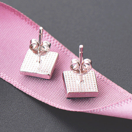 925 sterling silver starry night square purple sandstone stud earrings (5 pairs)