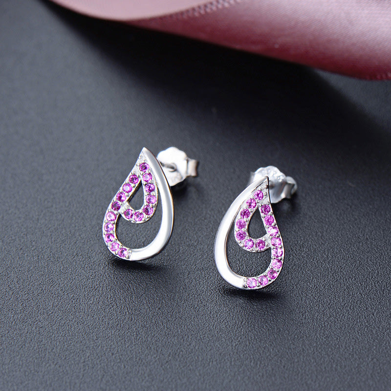 925 sterling silver cubic zirconia water drop shape stud earrings (5 pairs)