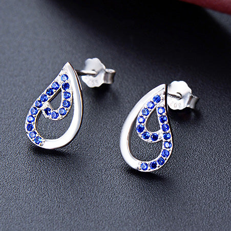 925 sterling silver cubic zirconia water drop shape stud earrings (5 pairs)