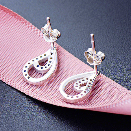 925 sterling silver cubic zirconia water drop shape stud earrings (5 pairs)
