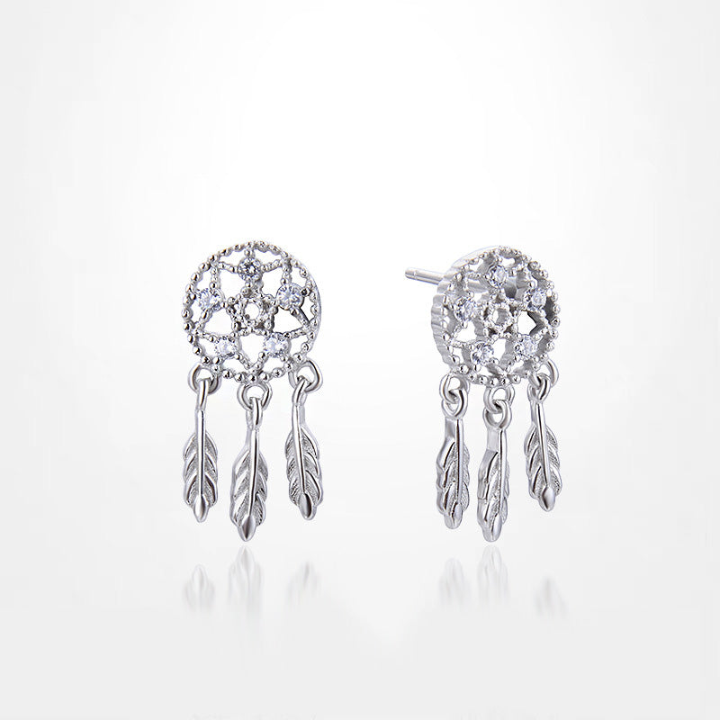 925 sterling silver lucky charm dreamcatcher stud earrings (5 pairs)