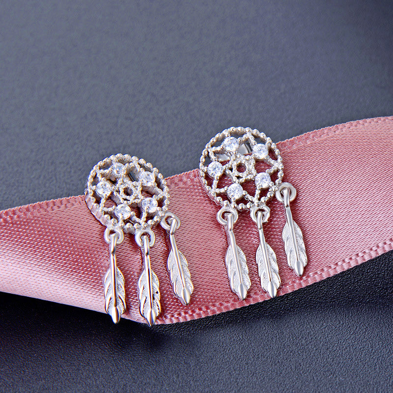 925 sterling silver lucky charm dreamcatcher stud earrings (5 pairs)
