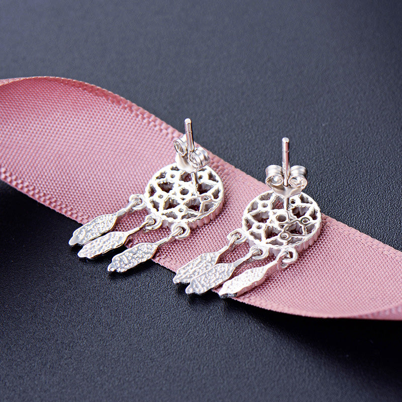 925 sterling silver lucky charm dreamcatcher stud earrings (5 pairs)