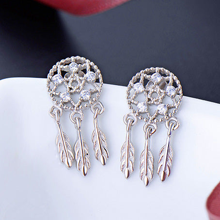 925 sterling silver lucky charm dreamcatcher stud earrings (5 pairs)