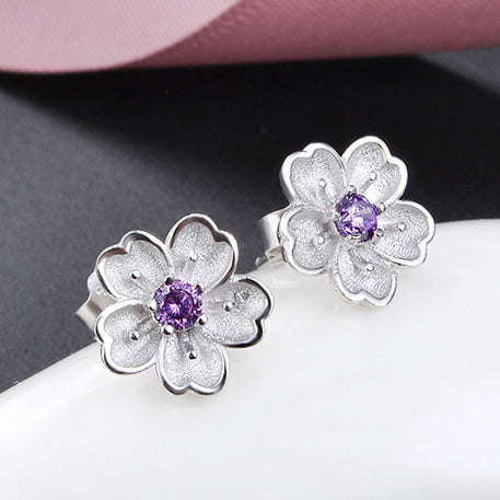 925 sterling silver cherry blossom flower stud earrings (5 pairs)