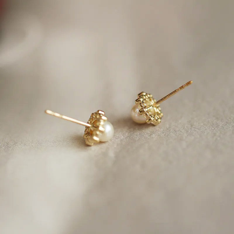 925 sterling silver dainty french simple zircon pearl stud earrings (5 pairs)