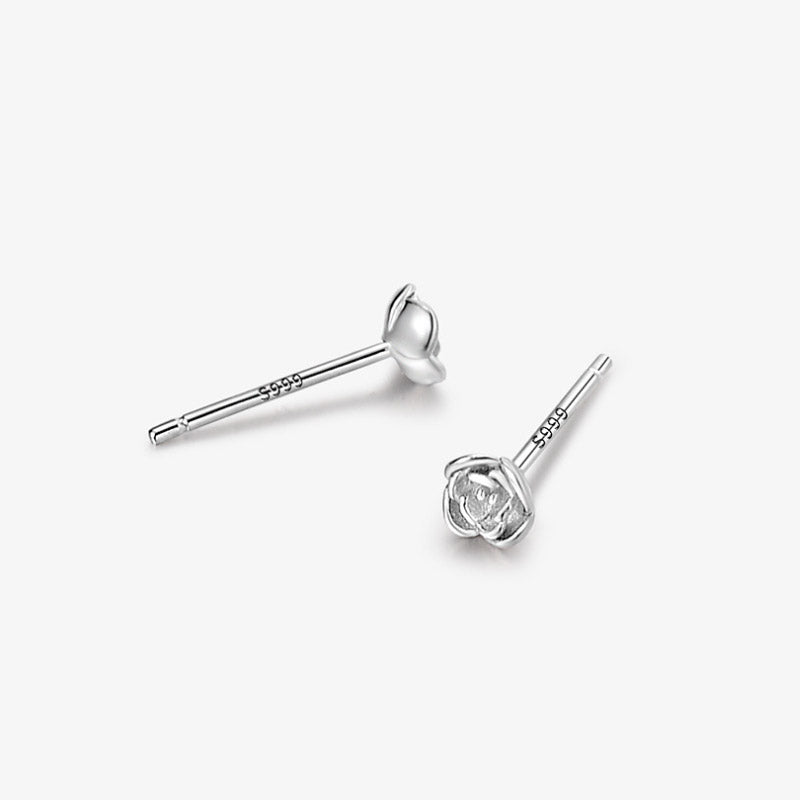 925 sterling silver dainty tiny flower rose stud earrings (5 pairs)