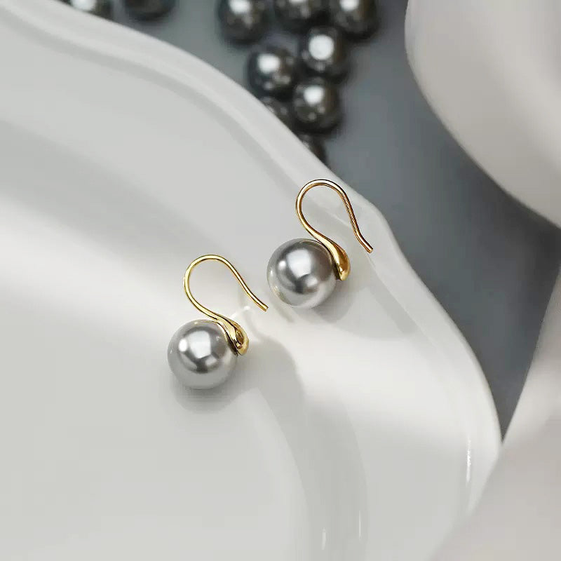 925 sterling silver grey pearl French hook earrings (5 pairs)