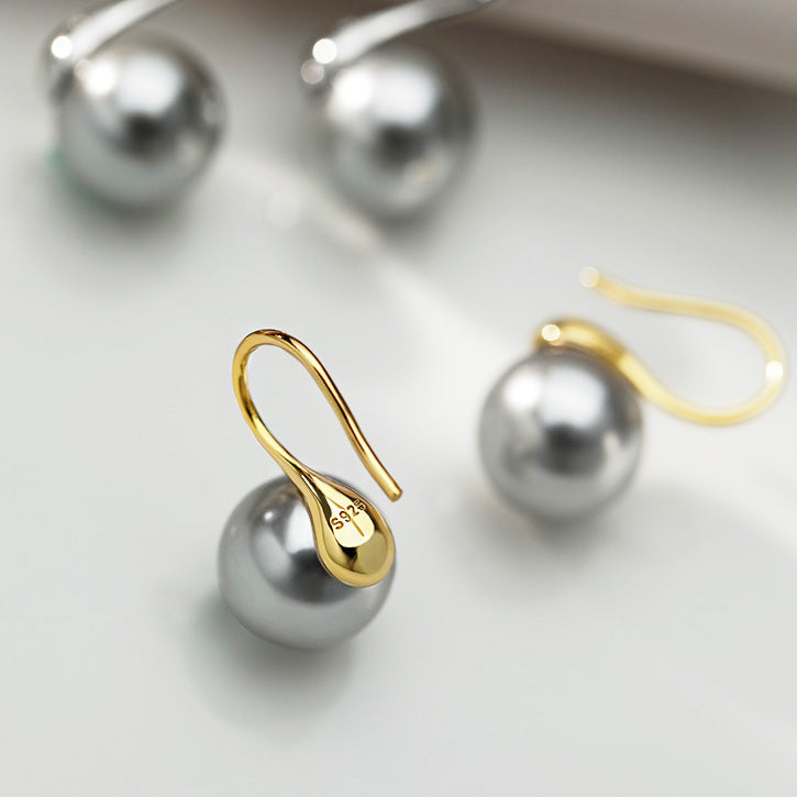 925 sterling silver grey pearl French hook earrings (5 pairs)