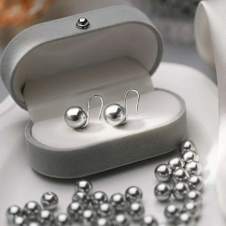 925 sterling silver grey pearl French hook earrings (5 pairs)