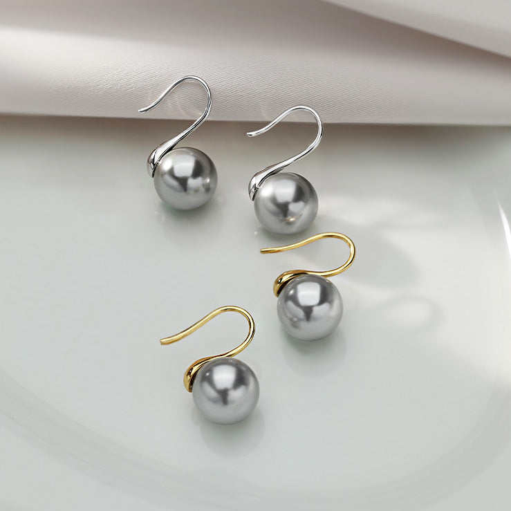 925 sterling silver grey pearl French hook earrings (5 pairs)
