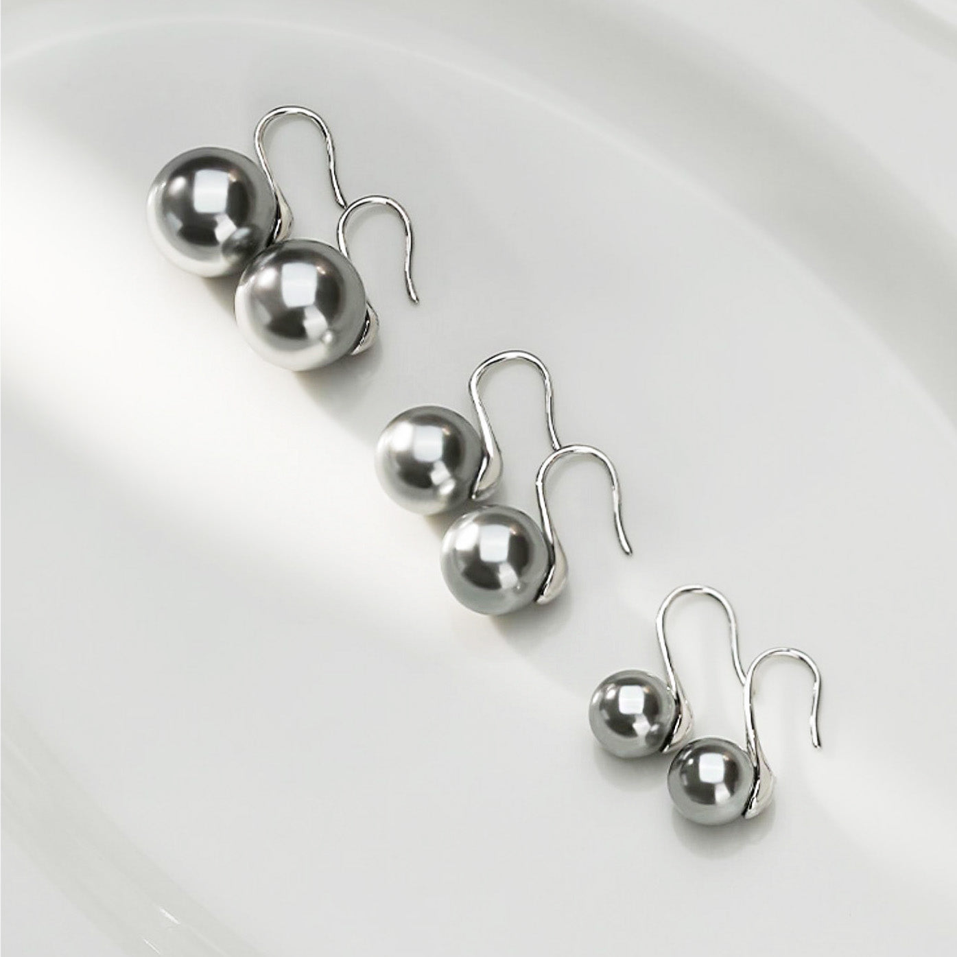 925 sterling silver grey pearl French hook earrings (5 pairs)