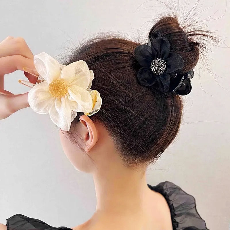 Lace hair accessory mesh flower duck-billed hair clips (5 pcs)