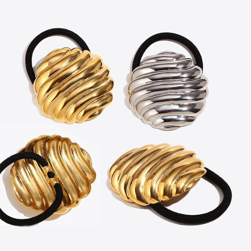stainless steel round stripe ponytail hair ties rope