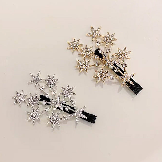 Wholesale price cheap sparkly crystal star hairgrip hair clips (5 pcs)