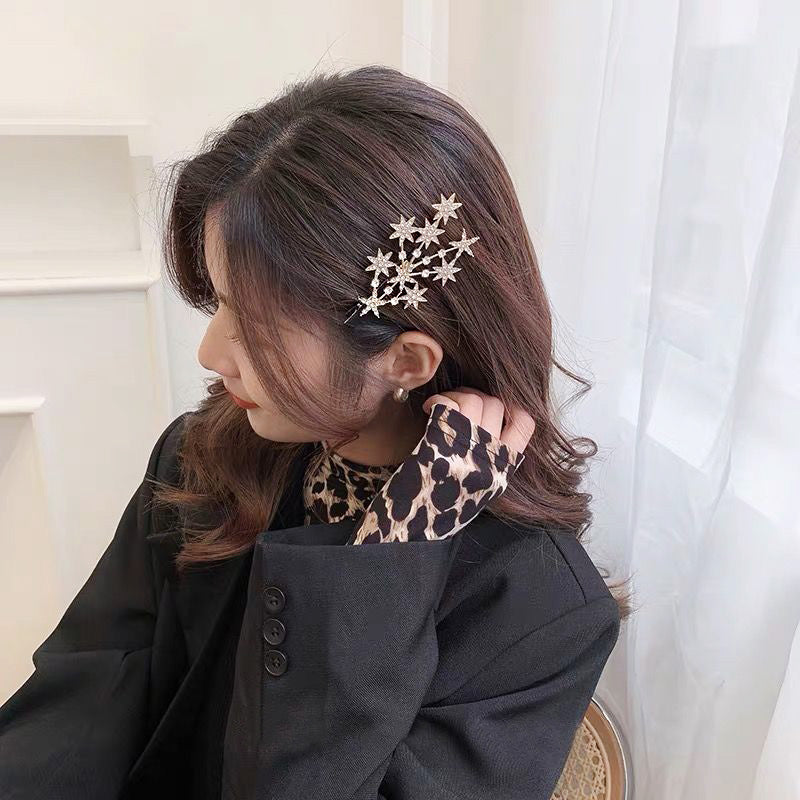 Wholesale price cheap sparkly crystal star hairgrip hair clips (5 pcs)