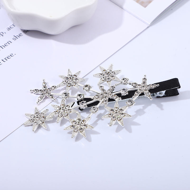 Wholesale price cheap sparkly crystal star hairgrip hair clips (5 pcs)