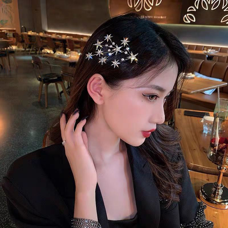 Wholesale price cheap sparkly crystal star hairgrip hair clips (5 pcs)