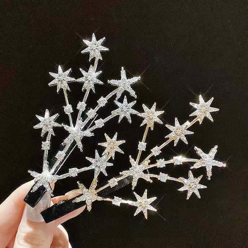 Wholesale price cheap sparkly crystal star hairgrip hair clips (5 pcs)