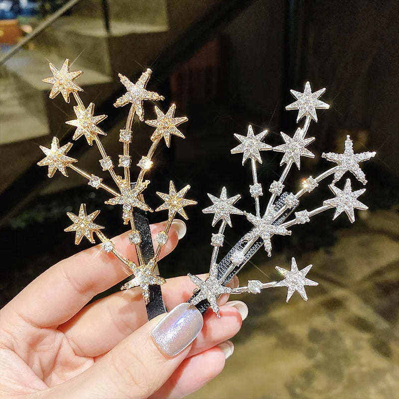 Wholesale price cheap sparkly crystal star hairgrip hair clips (5 pcs)