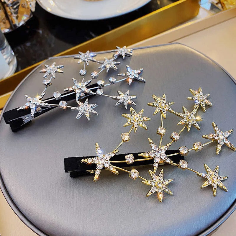 Wholesale price cheap sparkly crystal star hairgrip hair clips (5 pcs)