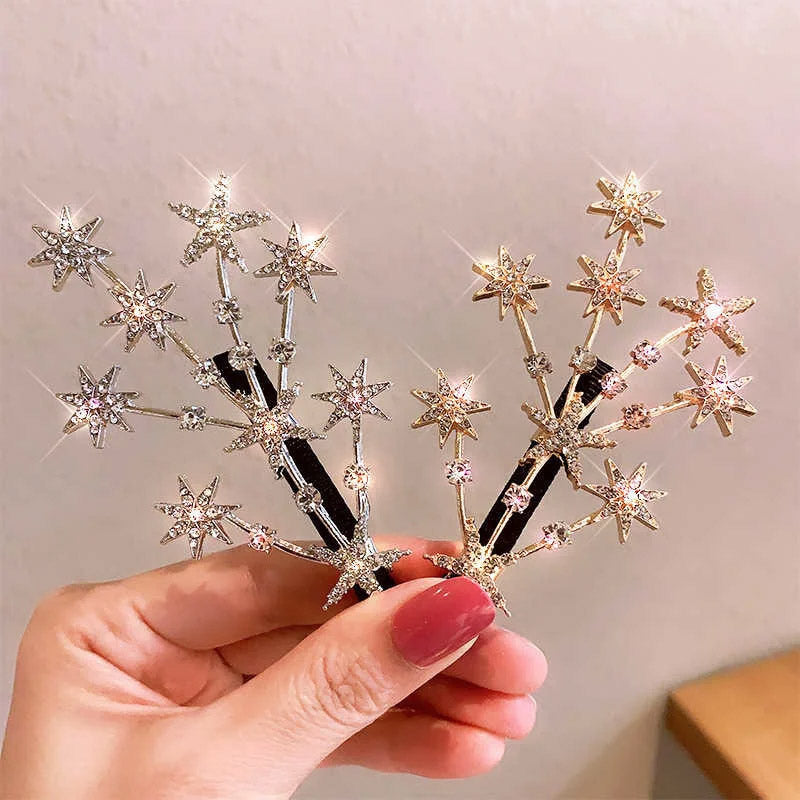 Wholesale price cheap sparkly crystal star hairgrip hair clips (5 pcs)