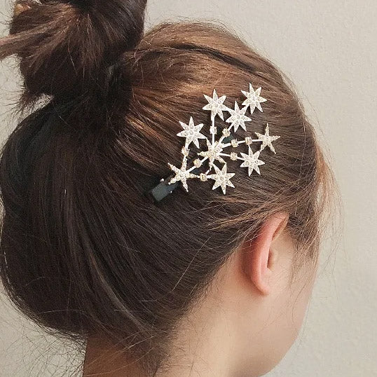 Wholesale price cheap sparkly crystal star hairgrip hair clips (5 pcs)
