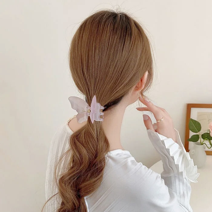 Women headwear transparent frosted matte butterfly hair claw clips (5 pcs)