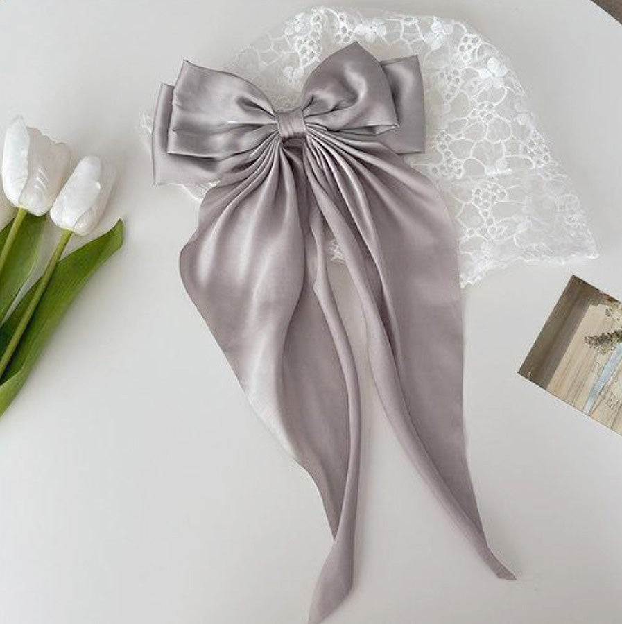 Wholesale price headwear women big long tail bow hair clips (5 pcs)