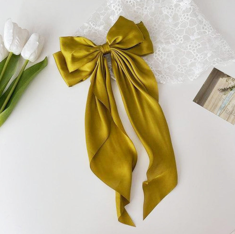 Wholesale price headwear women big long tail bow hair clips (5 pcs)