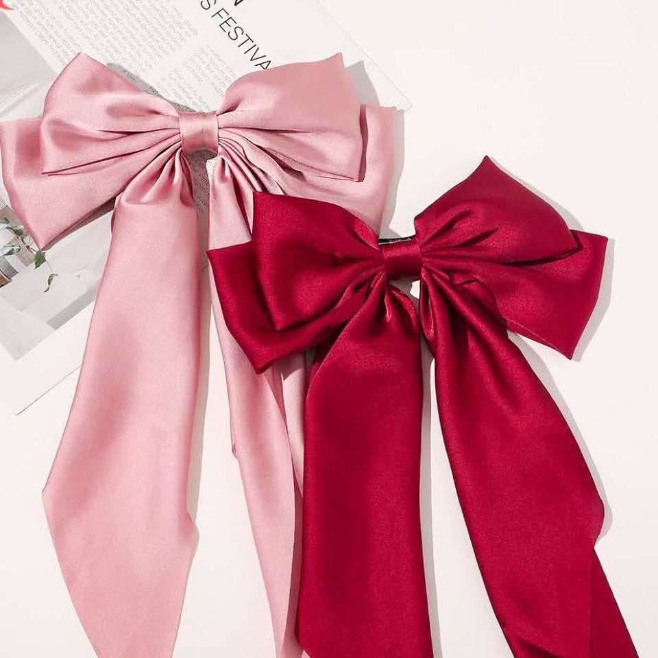 Wholesale price headwear women big long tail bow hair clips (5 pcs)