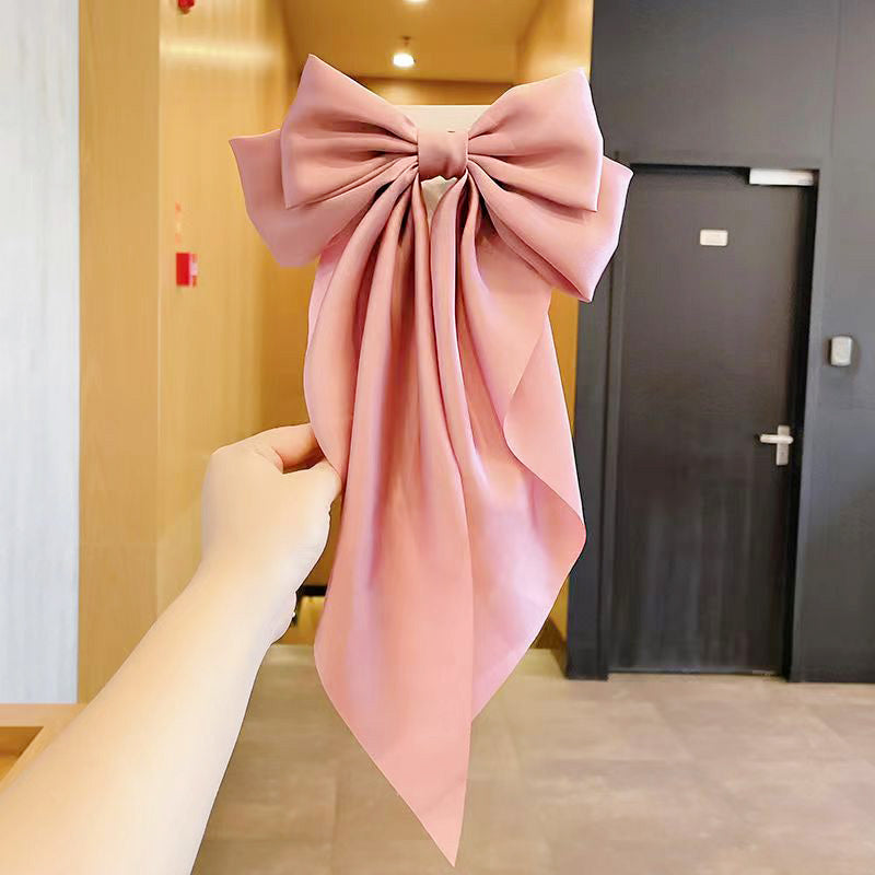 Wholesale price headwear women big long tail bow hair clips (5 pcs)