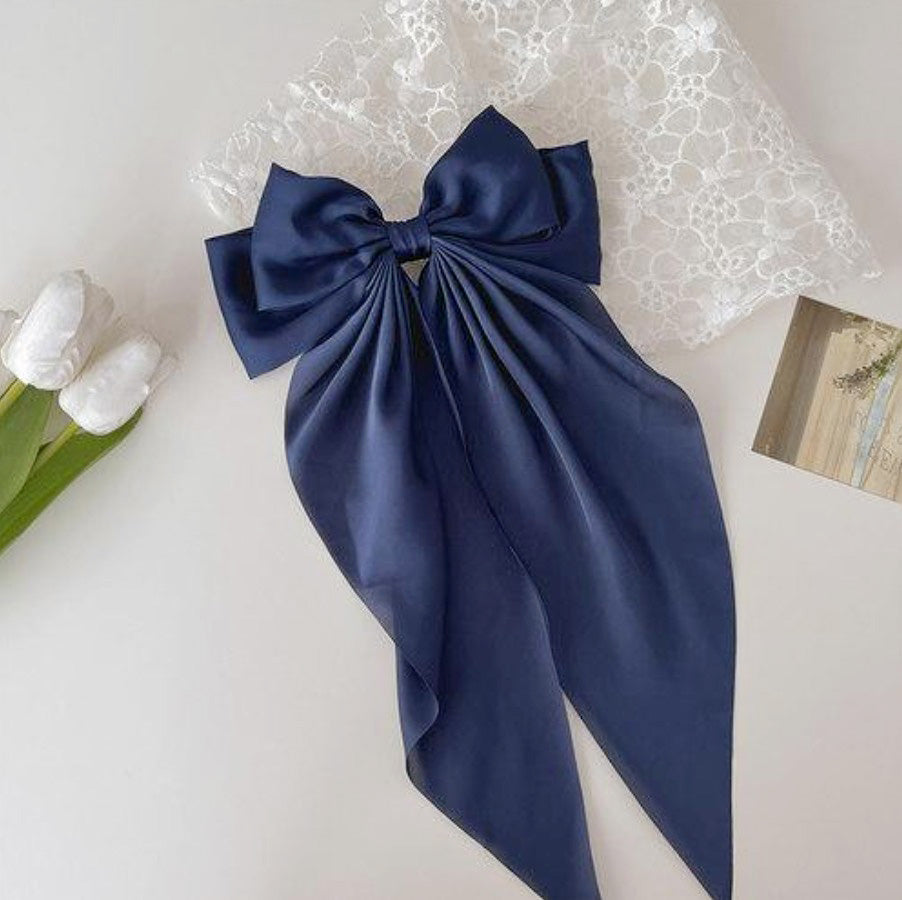 Wholesale price headwear women big long tail bow hair clips (5 pcs)