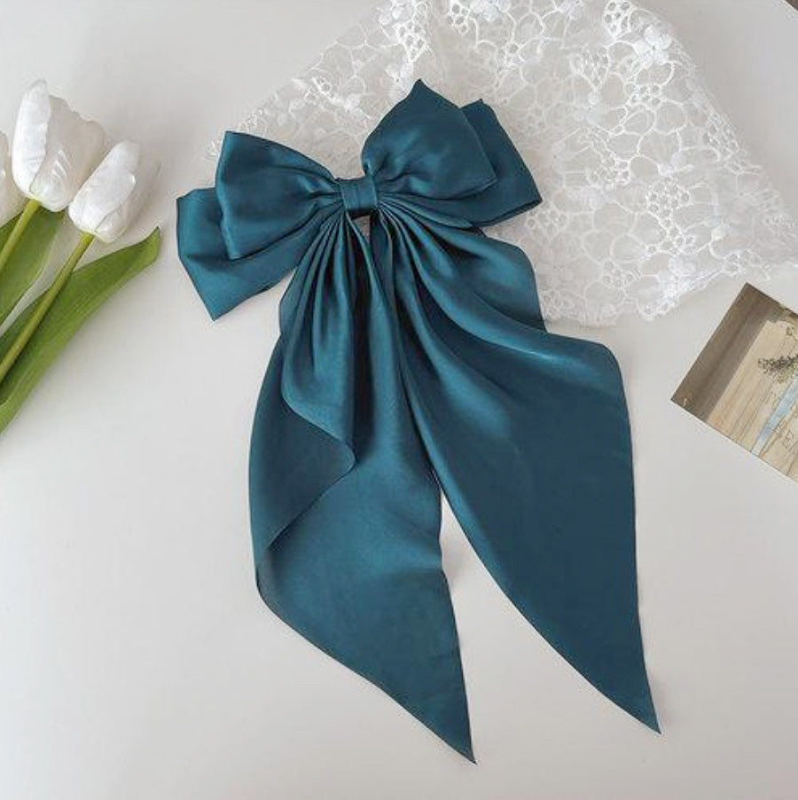Wholesale price headwear women big long tail bow hair clips (5 pcs)