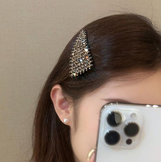 Crystal triangle BB hairpin hair side barrette snap clips for girls (5 pcs)