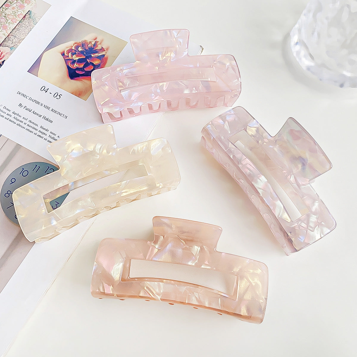 Wholesale headwear women colorful acetate big claw clips (5 pcs)