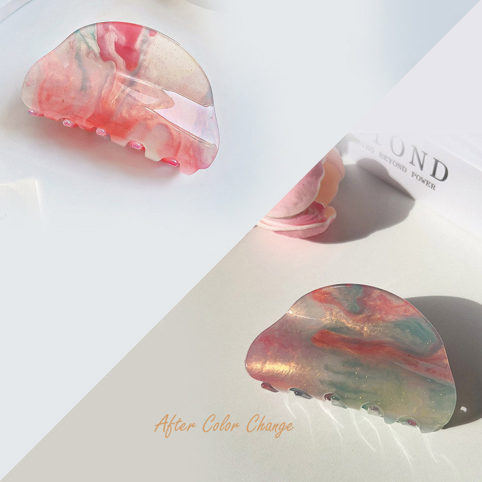 Special color-change semicircle acetate hair crab claw acrylic hairpins (5 pcs)