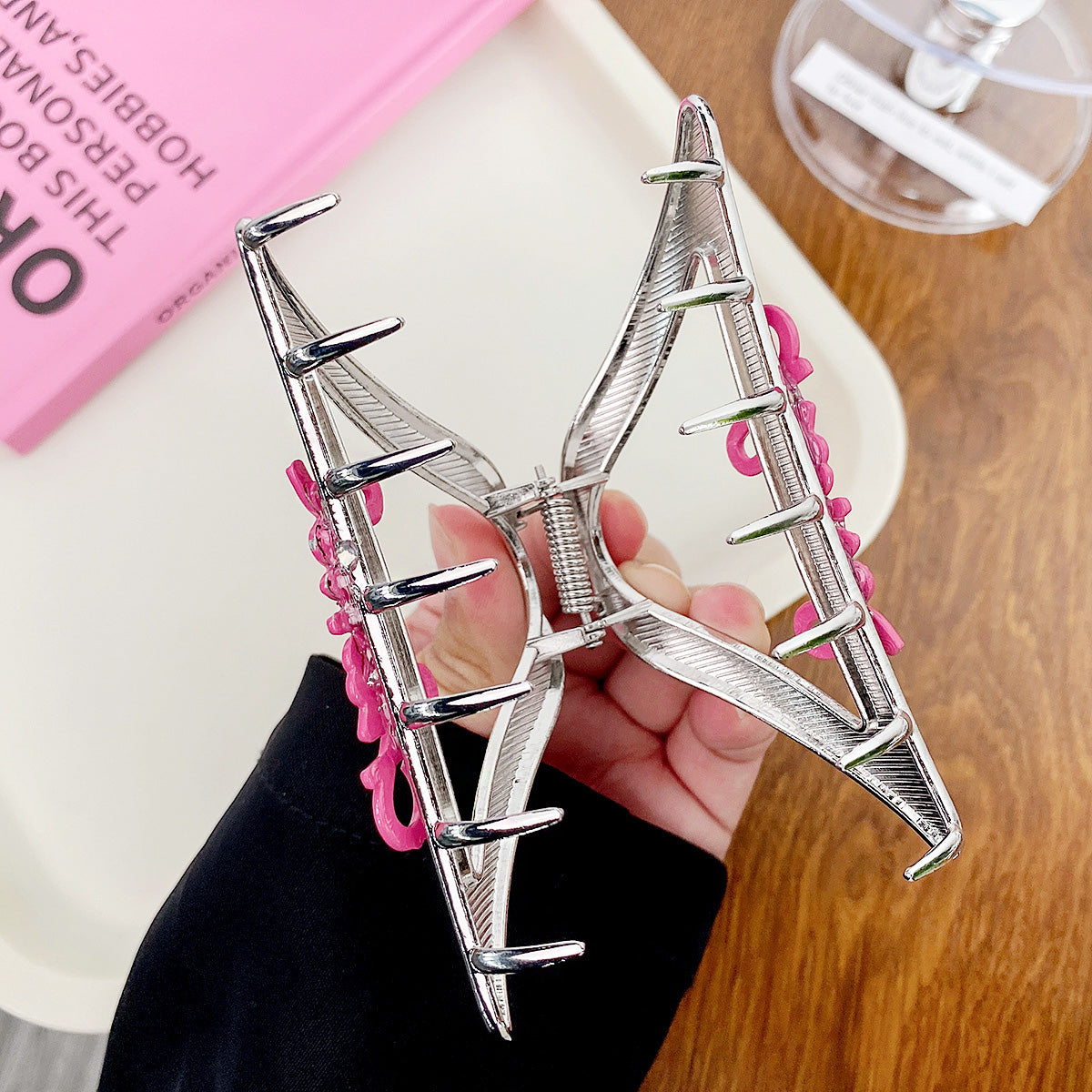Hairwear wholesale pink letter metal hair crab claw clips (5 pcs)