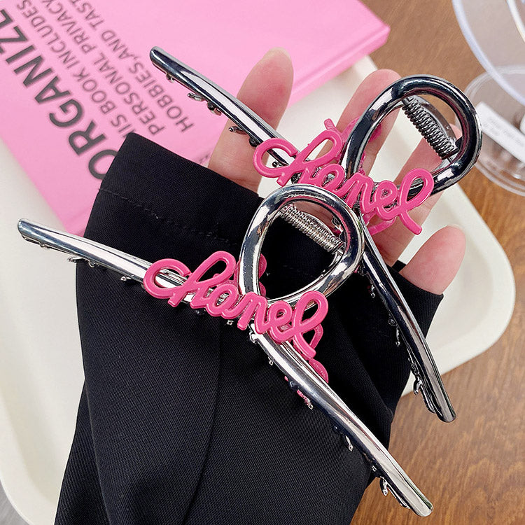 Hairwear wholesale pink letter metal hair crab claw clips (5 pcs)