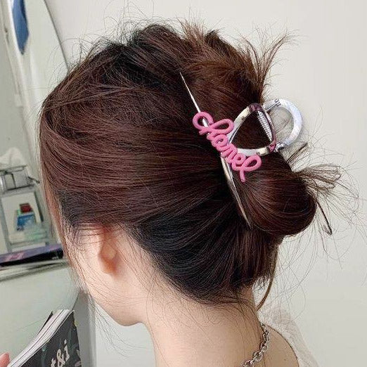 Hairwear wholesale pink letter metal hair crab claw clips (5 pcs)