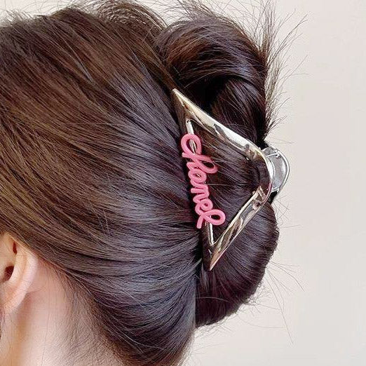 Hairwear wholesale pink letter metal hair crab claw clips (5 pcs)
