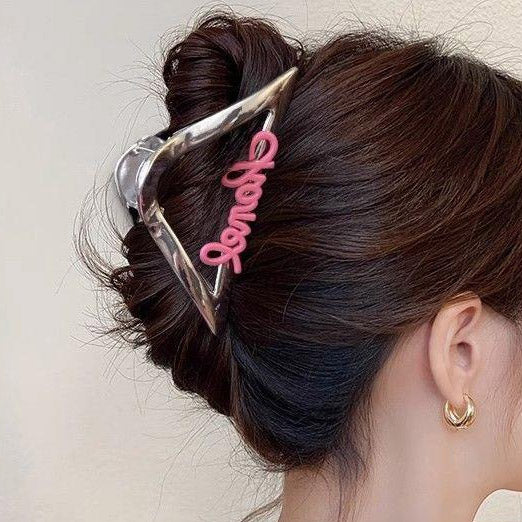 Hairwear wholesale pink letter metal hair crab claw clips (5 pcs)