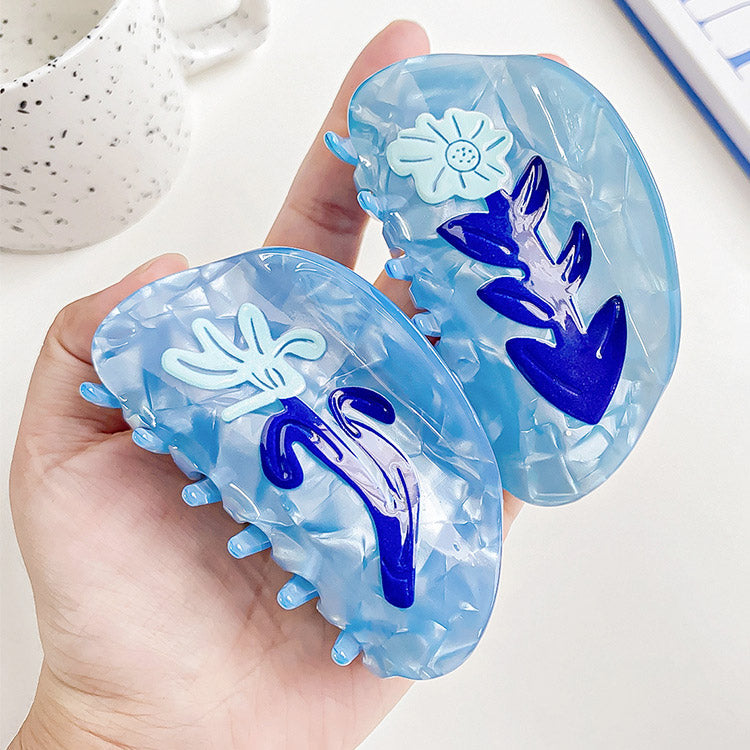 Wholesale hair accessory blue acetate hair claw grab clips (5 pcs)