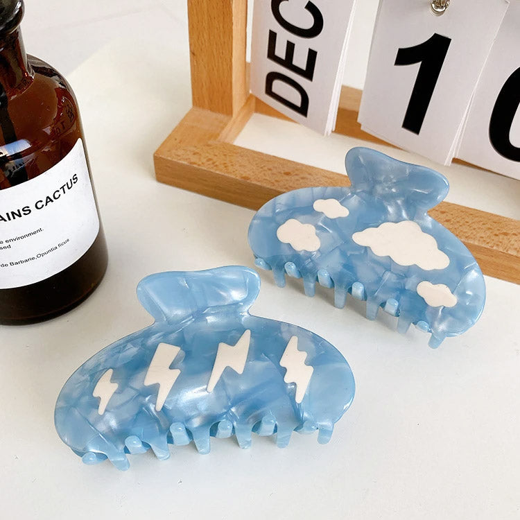 Wholesale hair accessory blue acetate hair claw grab clips (5 pcs)