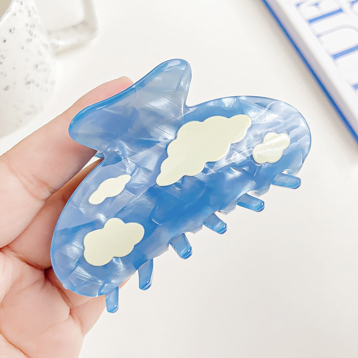 Wholesale hair accessory blue acetate hair claw grab clips (5 pcs)